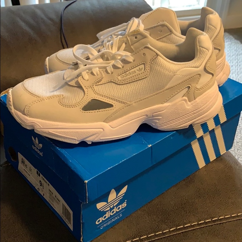 White Adidas Falcon Sneakers 9.5